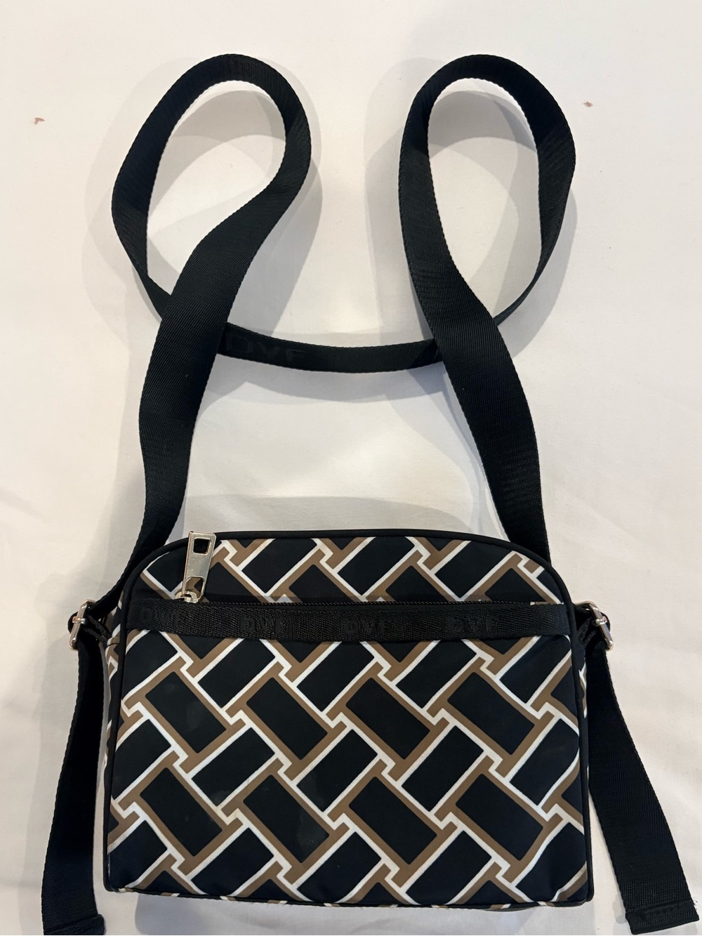 DVF for Target Black & White Geometric Nylon Crossbody Bag